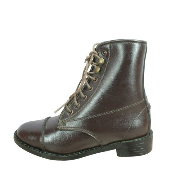 Equistar Brown Leather Lace Up Cap Toe Ankle Paddock Boots Size 12 - Picture 1 of 9